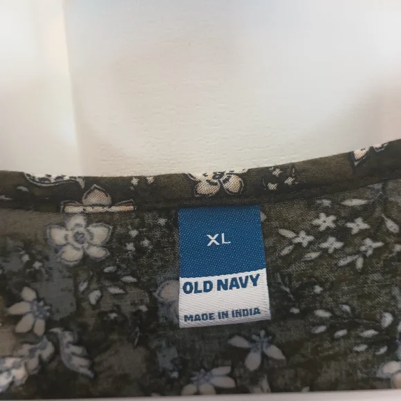 Old Navy Peasant Dress XL Mini Green Floral Balloon Sleeve Boho Forest Fairy - Picture 9 of 13